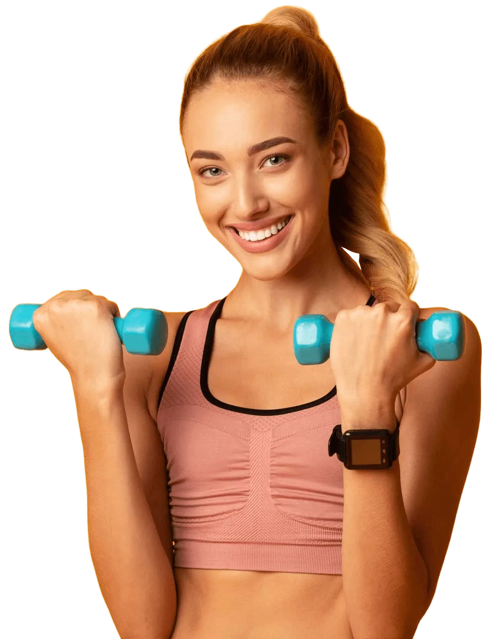 cheerful fit girl working out